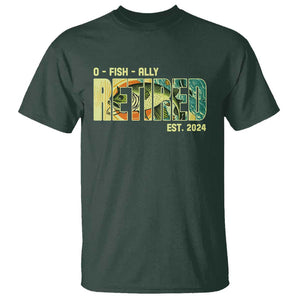 Retirement T Shirt O'fishally Retired Fishing Men Fisherman TS09 Dark Forest Green Print Your Wear