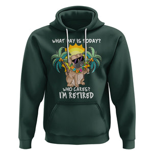 Retirement Hoodie What Day Is Today Who Cares I'm Retired Funny Dog At Beach TS09 Dark Forest Green Printyourwear