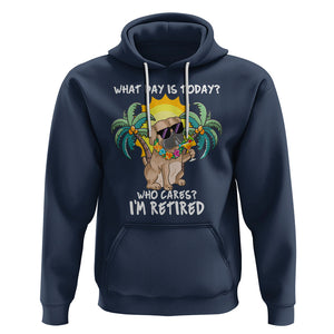 Retirement Hoodie What Day Is Today Who Cares I'm Retired Funny Dog At Beach TS09 Navy Printyourwear