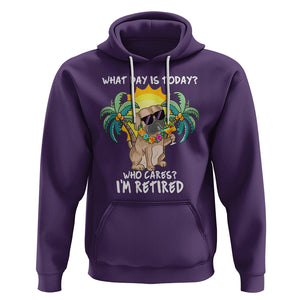 Retirement Hoodie What Day Is Today Who Cares I'm Retired Funny Dog At Beach TS09 Purple Printyourwear