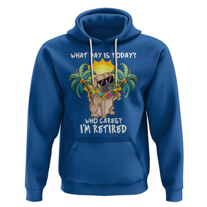 Retirement Hoodie What Day Is Today Who Cares I'm Retired Funny Dog At Beach TS09 Royal Blue Printyourwear