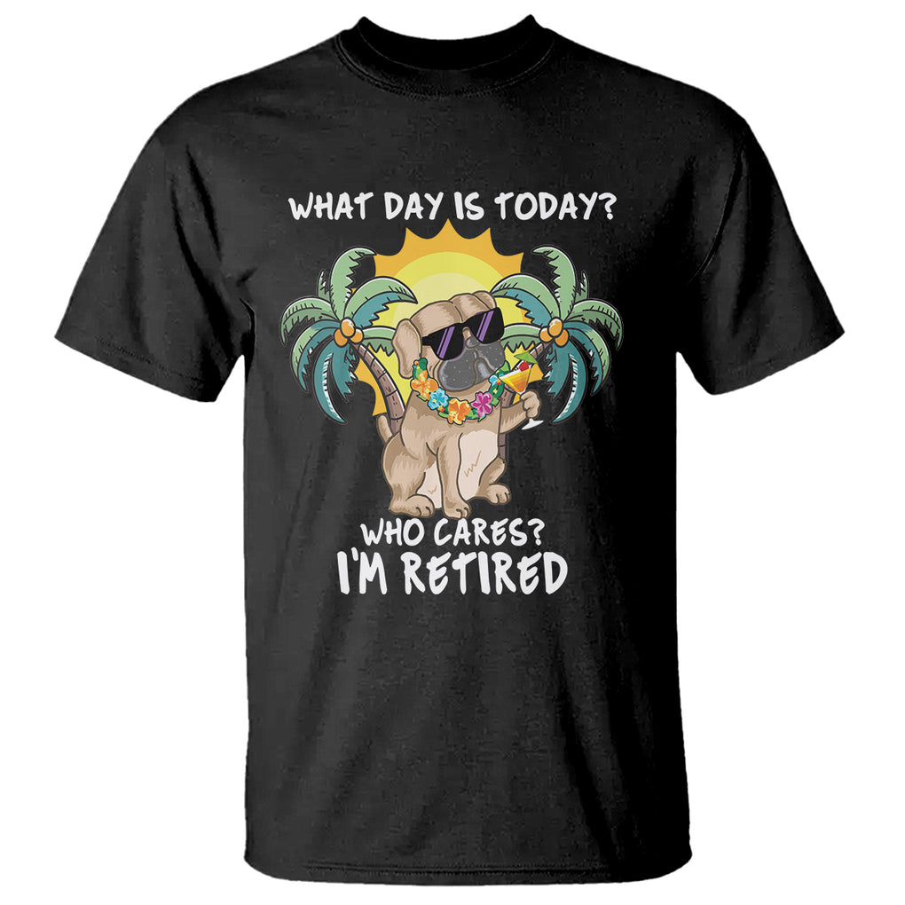 Retirement T Shirt What Day Is Today Who Cares I'm Retired Funny Dog At Beach TS09 Black Printyourwear