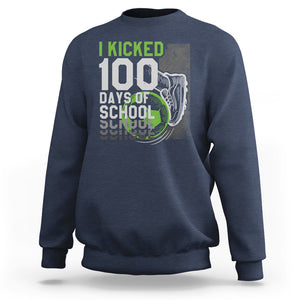 I Kicked 100 Days Of School Soccer Player Sweatshirt TS09 Navy Printyourwear