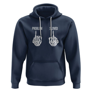 Funny Divorce Hoodie Problem is Solved Skeleton Hand Divorcee TS09 Navy Printyourwear