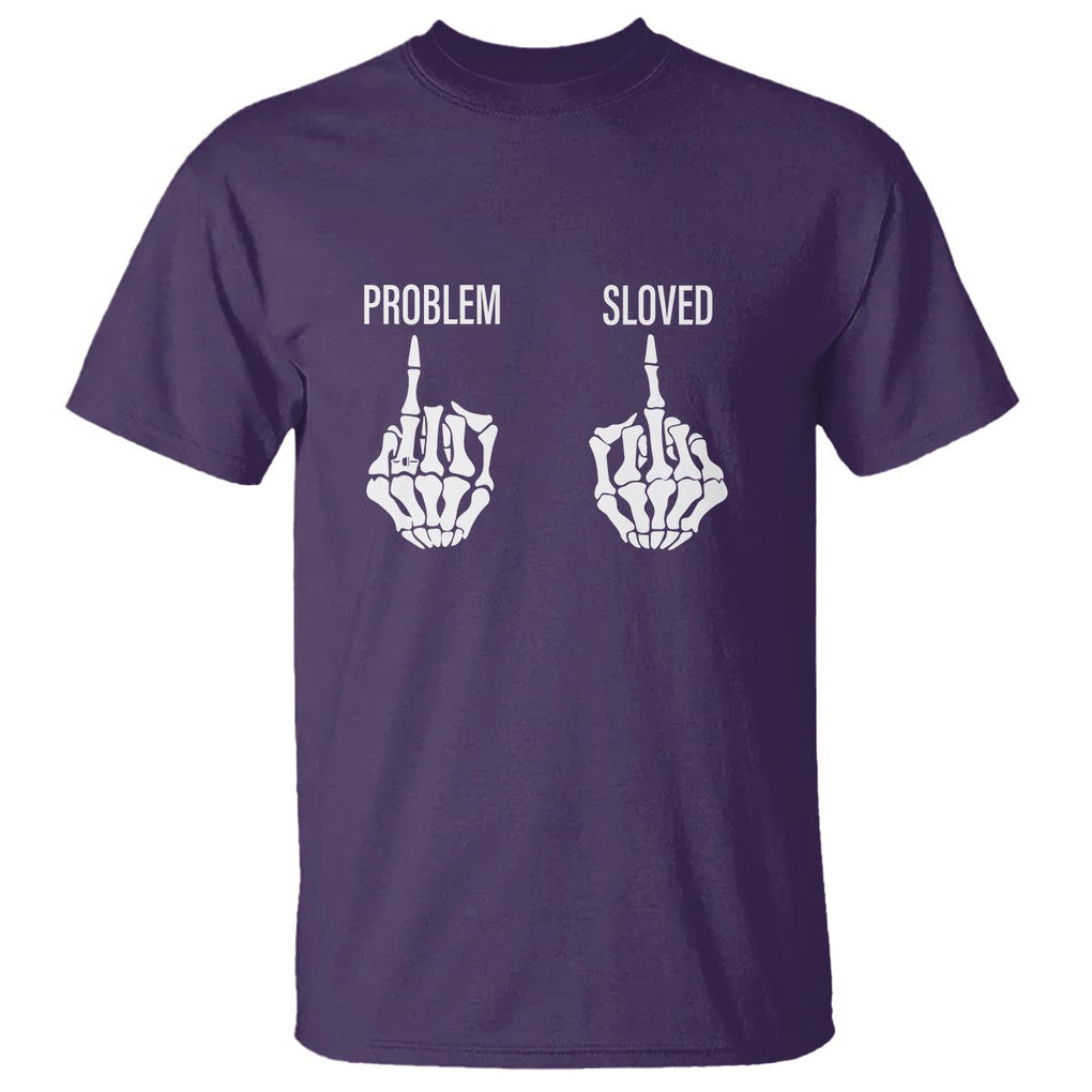 Funny Divorce T Shirt Problem is Solved Skeleton Hand Divorcee TS09 Purple Printyourwear
