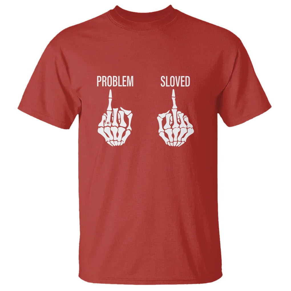 Funny Divorce T Shirt Problem is Solved Skeleton Hand Divorcee TS09 Red Printyourwear