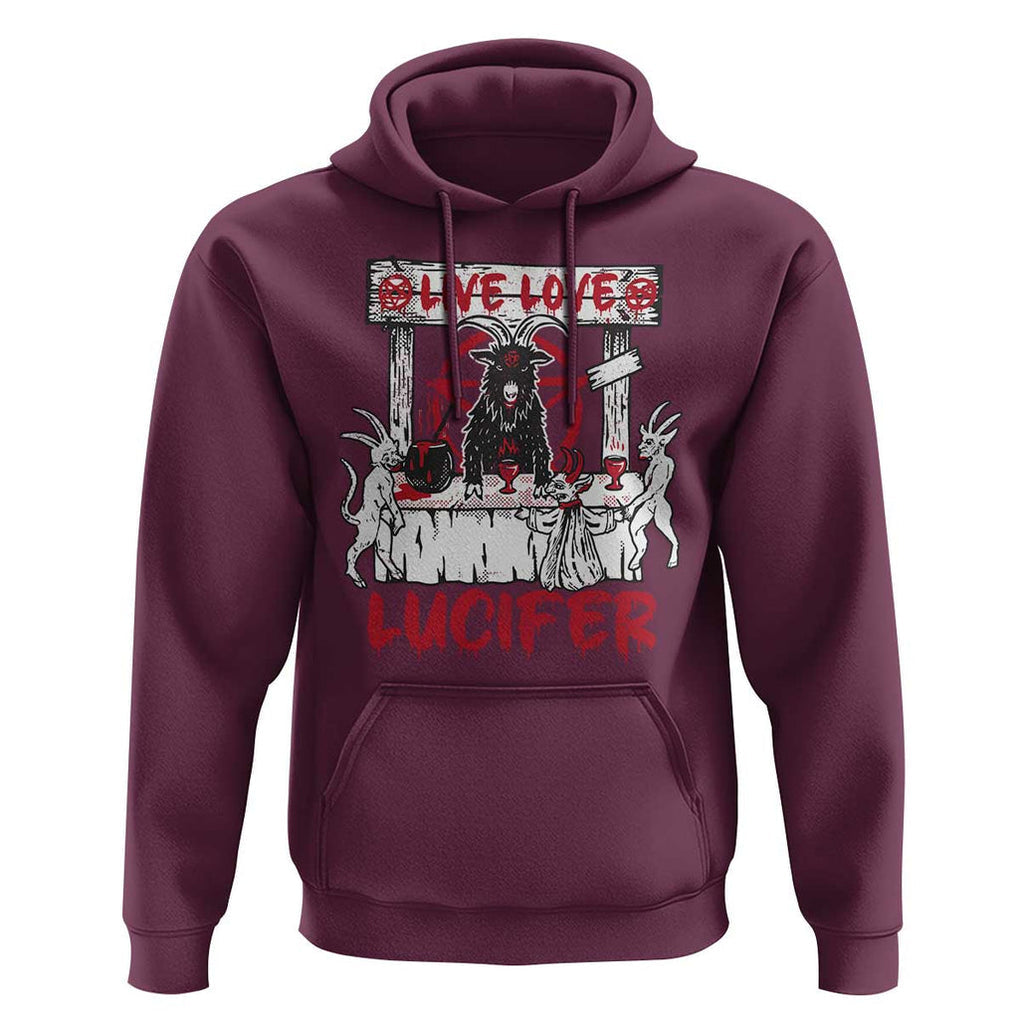 Halloween Satan Hoodie Live Love Lucifer Demon TS09 Maroon Print Your Wear