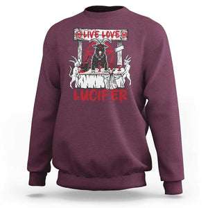 Halloween Satan Sweatshirt Live Love Lucifer Demon TS09 Maroon Print Your Wear