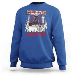 Halloween Satan Sweatshirt Live Love Lucifer Demon TS09 Royal Blue Print Your Wear