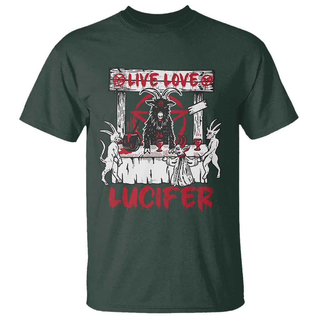 Halloween Satan T Shirt Live Love Lucifer Demon TS09 Dark Forest Green Print Your Wear