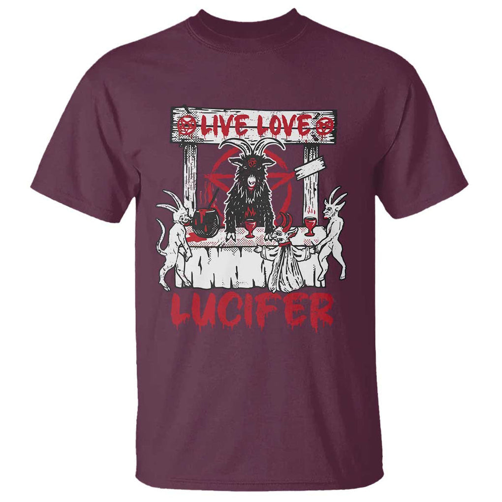 Halloween Satan T Shirt Live Love Lucifer Demon TS09 Maroon Print Your Wear