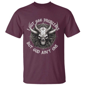 Halloween Satan T Shirt I Got 666 Problems Pentagram TS09 Maroon Print Your Wear