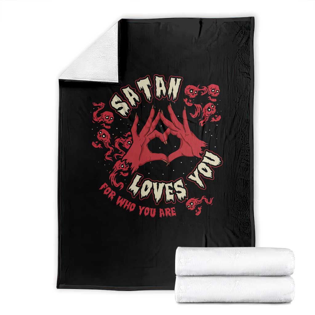 Funny Halloween Throw Blanket Satan Loves You For Who You Are TS09 Black Print Your Wear