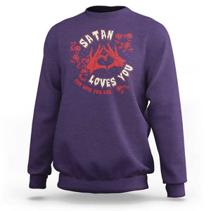 Funny Halloween Sweatshirt Satan Loves You For Who You Are TS09 Purple Print Your Wear