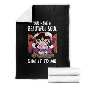 Kawaii Satan Halloween Throw Blanket You Have a Beautiful Soul TS09 Black Print Your Wear