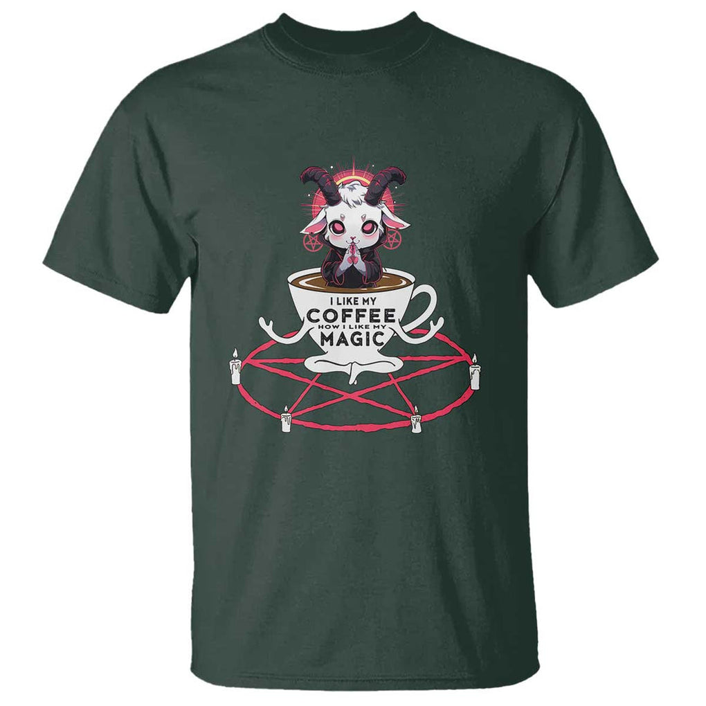 Funny Halloween Coffee Lover T Shirt Satan I Like My Coffee TS09 Dark Forest Green Print Your Wear