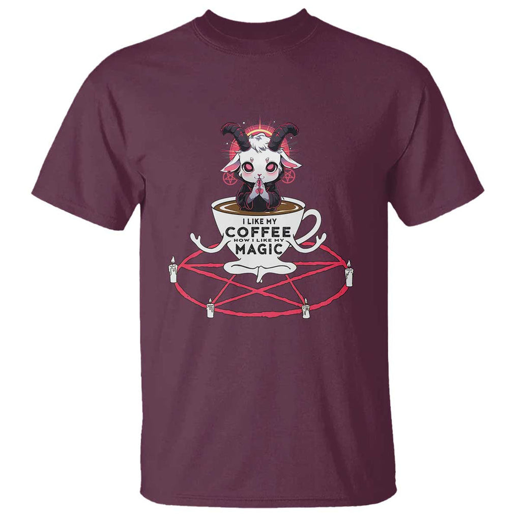 Funny Halloween Coffee Lover T Shirt Satan I Like My Coffee TS09 Maroon Print Your Wear