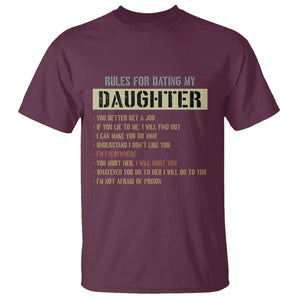 Girl Dad T Shirt Funny Rules For Dating My Daughter TS09 Maroon Print Your Wear