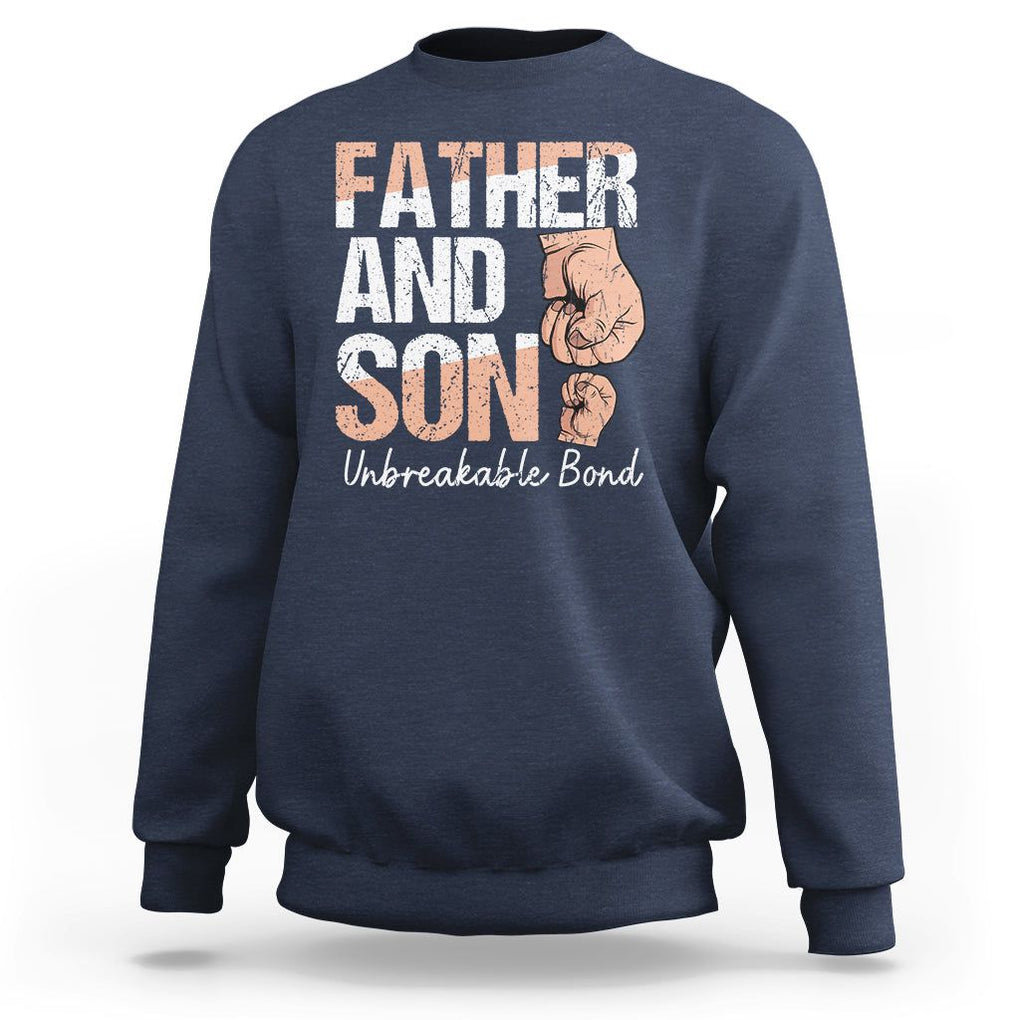 Father And Son Sweatshirt Unbreakable Bond Father's Day TS09 Navy Print Your Wear
