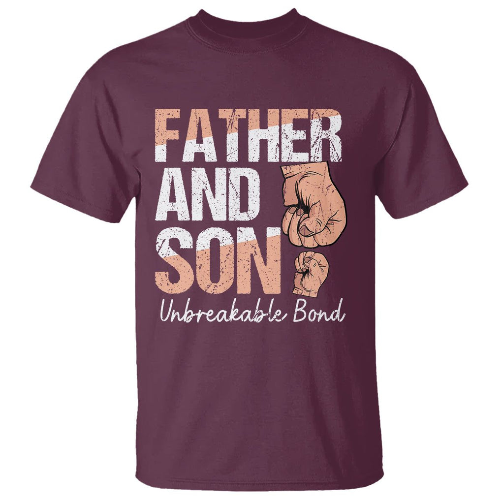 Father And Son T Shirt Unbreakable Bond Father's Day TS09 Maroon Print Your Wear