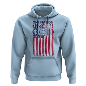 American Patriotic Hoodie One Nation Under God Christ Christian TS09 Light Blue Print Your Wear