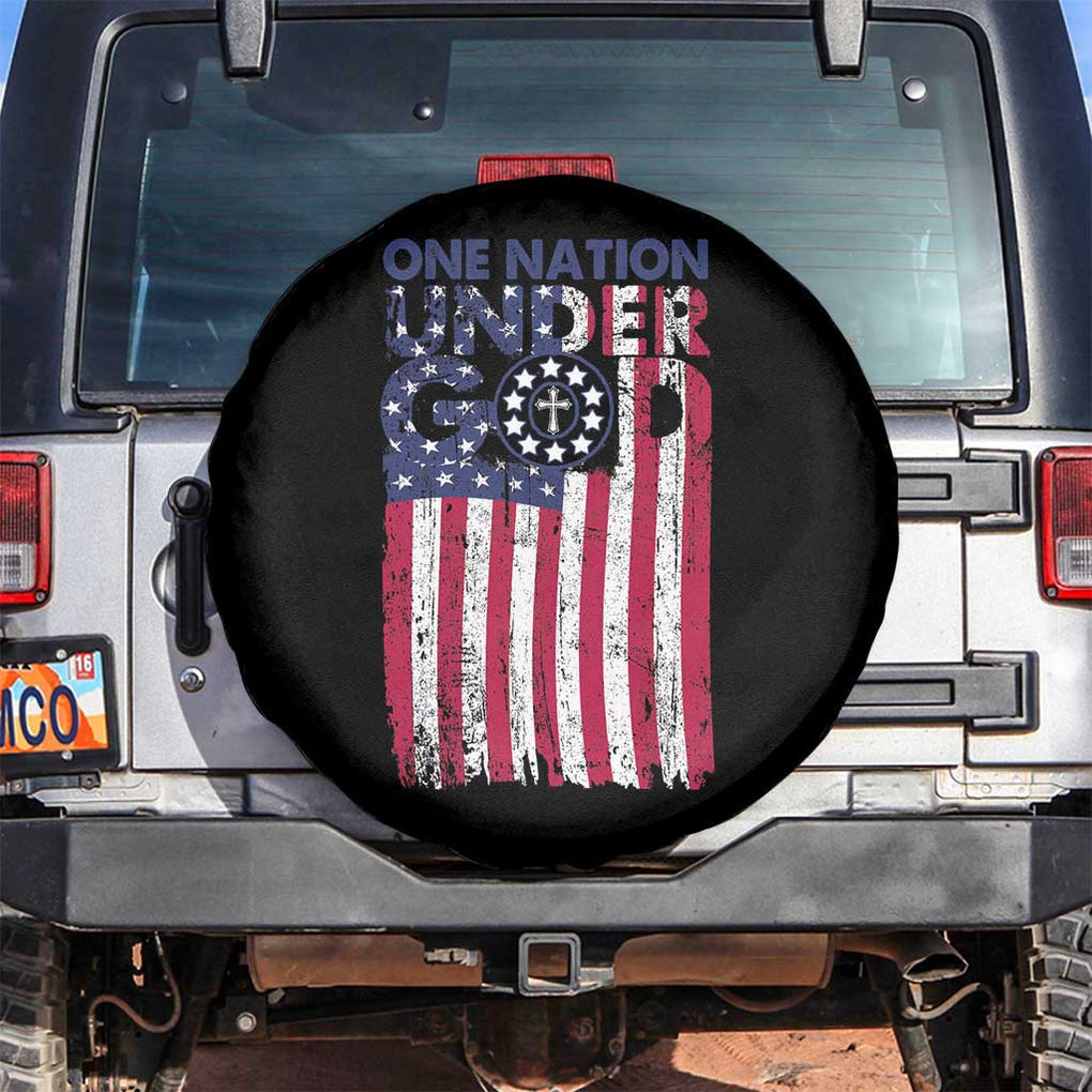 American Patriotic Spare Tire Cover One Nation Under God Christ Christian TS09 No hole Black Print Your Wear