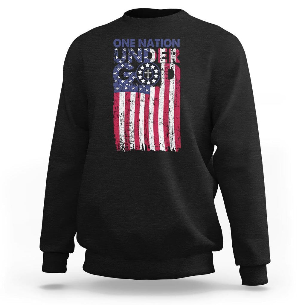 American Patriotic Sweatshirt One Nation Under God Christ Christian TS09 Black Print Your Wear