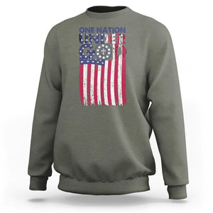 American Patriotic Sweatshirt One Nation Under God Christ Christian TS09 Military Green Print Your Wear