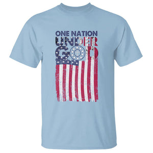 American Patriotic T Shirt One Nation Under God Christ Christian TS09 Light Blue Print Your Wear