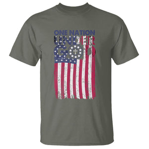 American Patriotic T Shirt One Nation Under God Christ Christian TS09 Military Green Print Your Wear