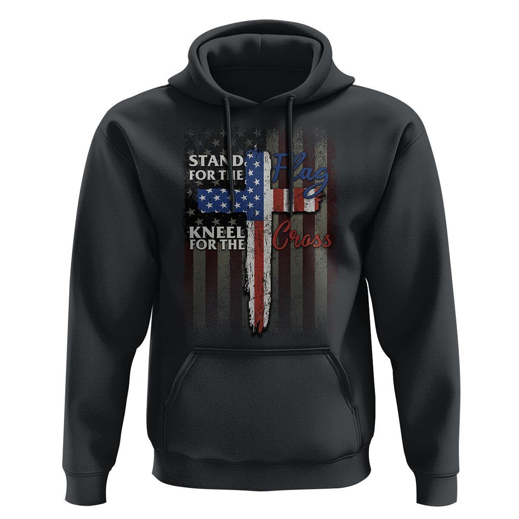 Christian American Patriotic Hoodie Stand For The Flag Kneel For The Cross TS09 Black Print Your Wear