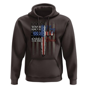 Christian American Patriotic Hoodie Stand For The Flag Kneel For The Cross TS09 Dark Chocolate Print Your Wear