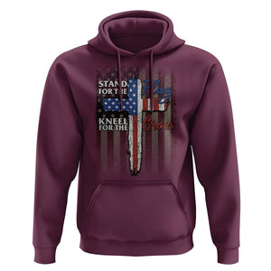 Christian American Patriotic Hoodie Stand For The Flag Kneel For The Cross TS09 Maroon Print Your Wear