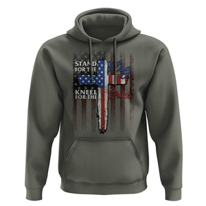 Christian American Patriotic Hoodie Stand For The Flag Kneel For The Cross TS09 Military Green Print Your Wear