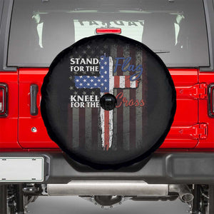 Christian American Patriotic Spare Tire Cover Stand For The Flag Kneel For The Cross TS09 Black Print Your Wear