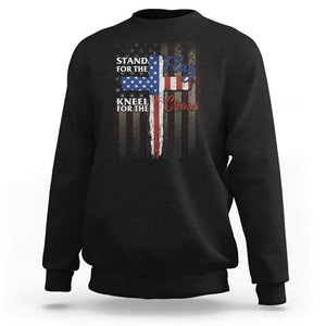 Christian American Patriotic Sweatshirt Stand For The Flag Kneel For The Cross TS09 Black Print Your Wear