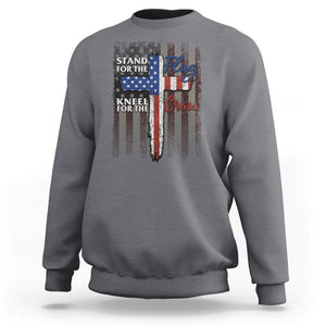 Christian American Patriotic Sweatshirt Stand For The Flag Kneel For The Cross TS09 Charcoal Print Your Wear