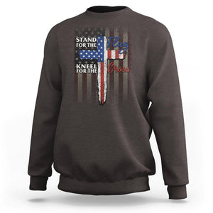 Christian American Patriotic Sweatshirt Stand For The Flag Kneel For The Cross TS09 Dark Chocolate Print Your Wear