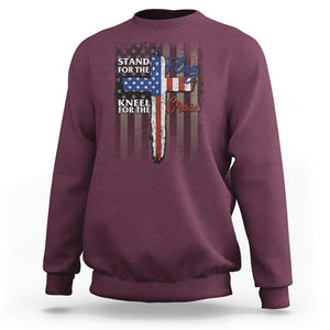 Christian American Patriotic Sweatshirt Stand For The Flag Kneel For The Cross TS09 Maroon Print Your Wear