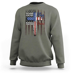 Christian American Patriotic Sweatshirt Stand For The Flag Kneel For The Cross TS09 Military Green Print Your Wear