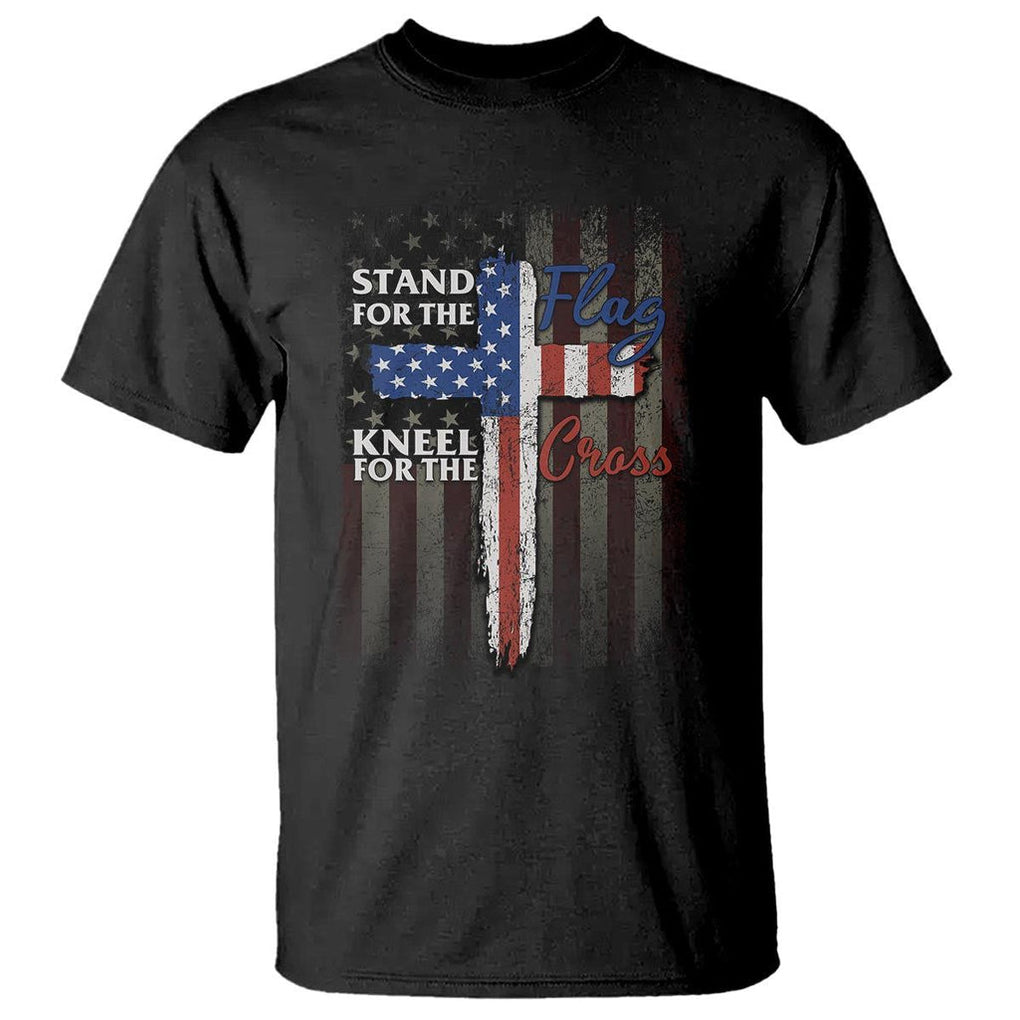 Christian American Patriotic T Shirt Stand For The Flag Kneel For The Cross TS09 Black Print Your Wear