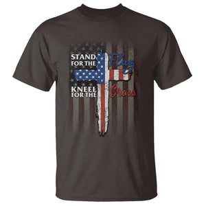 Christian American Patriotic T Shirt Stand For The Flag Kneel For The Cross TS09 Dark Chocolate Print Your Wear