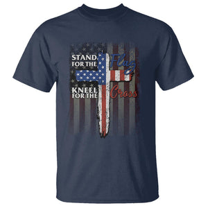 Christian American Patriotic T Shirt Stand For The Flag Kneel For The Cross TS09 Navy Print Your Wear