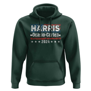 Harris Ocasio Cortez 2024 Hoodie Kamala Alexandria Supporter US President Election TS09 Dark Forest Green Print Your Wear