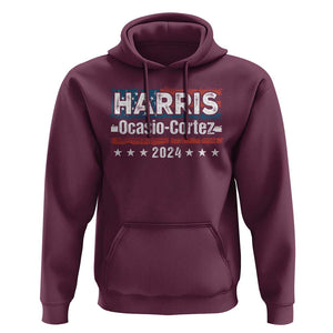 Harris Ocasio Cortez 2024 Hoodie Kamala Alexandria Supporter US President Election TS09 Maroon Print Your Wear