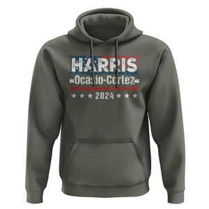 Harris Ocasio Cortez 2024 Hoodie Kamala Alexandria Supporter US President Election TS09 Military Green Print Your Wear