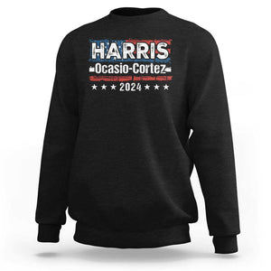 Harris Ocasio Cortez 2024 Sweatshirt Kamala Alexandria Supporter US President Election TS09 Black Print Your Wear