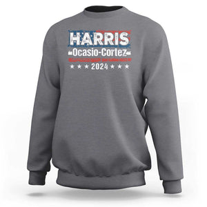 Harris Ocasio Cortez 2024 Sweatshirt Kamala Alexandria Supporter US President Election TS09 Charcoal Print Your Wear