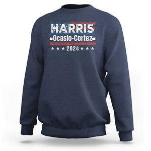 Harris Ocasio Cortez 2024 Sweatshirt Kamala Alexandria Supporter US President Election TS09 Navy Print Your Wear