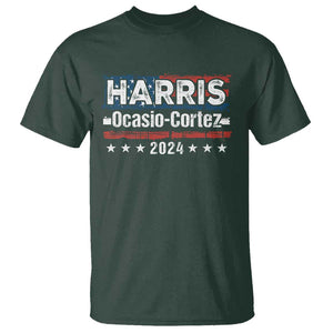 Harris Ocasio Cortez 2024 T Shirt Kamala Alexandria Supporter US President Election TS09 Dark Forest Green Print Your Wear